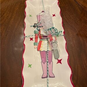 Simply Southern Pink and Green Nutcracker Rectangular Serving Platter